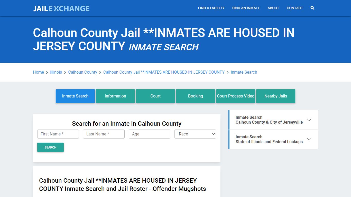 Calhoun County Jail **INMATES ARE HOUSED IN JERSEY COUNTY